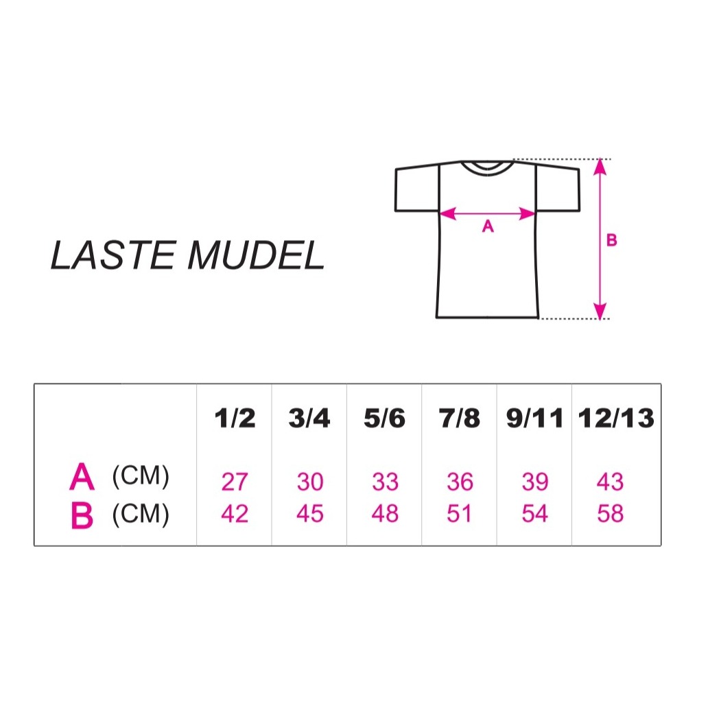 Laste mudeli suurused